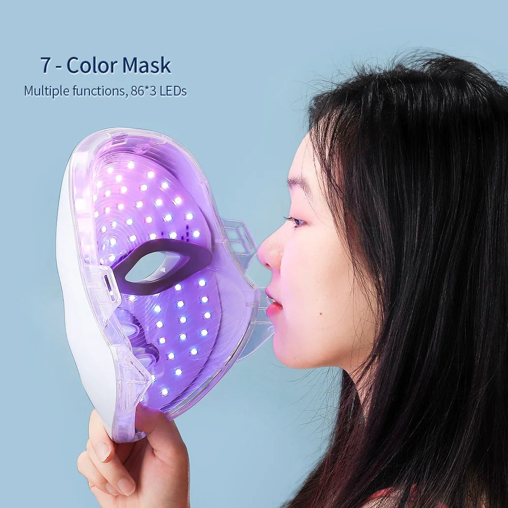LUMÉA SKIN - 7 Colors Led Facial Mask With Neck Red Light Therapy Mask For Skin Tightening Lifting Anti-aging Bio-Light Beauty Whitening Home
