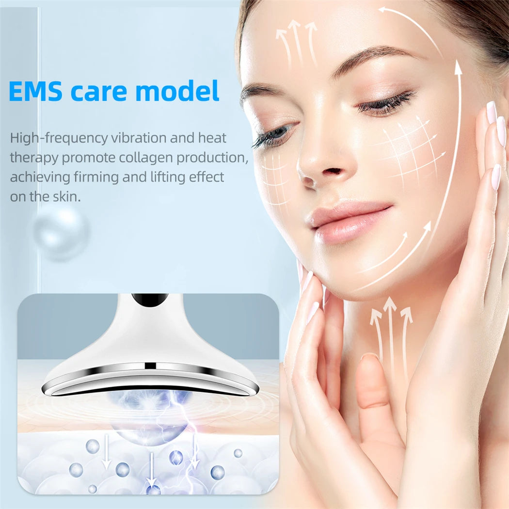 LUMÉA MINI SKIN - CkeyiN 4 Color Neck Beauty Device EMS Face Lifting Machine Double Chin Remover LED Anti Wrinkle Skin Tightening Facial Massager